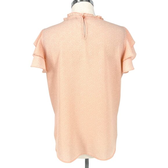 Adrianna Papell Ruffle Flutter Sleeve Blouse Peach Pink Size Large - Picture 8 of 12